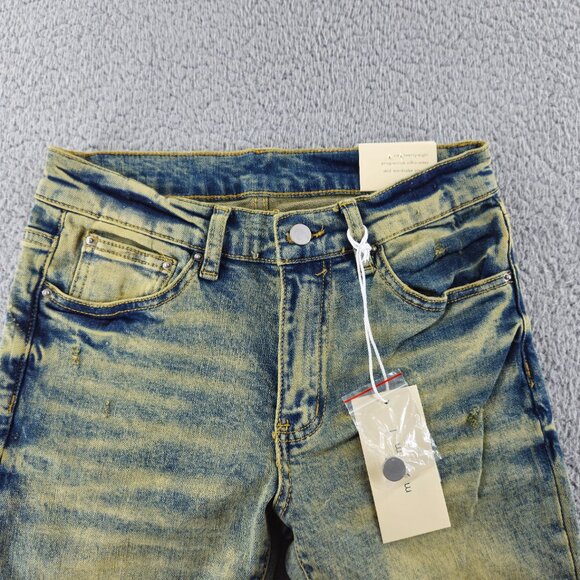 mnml X146 Stretch Denim Jeans Mens 28 Blue Distressed Slim Fit Stacked Skinny - Picture 2 of 16